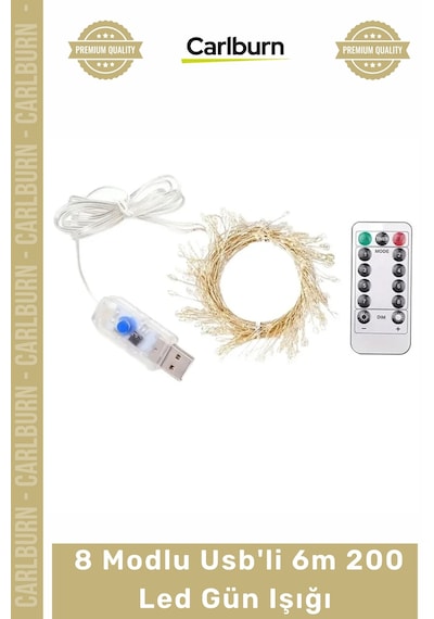 Özel Üretim Dekoratif Şerit Peri Aydınlatma Uzaktan Kumandalı 8 Modlu Usb'li 6m 200 Led Gün Işığı
