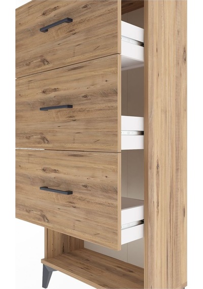 Arges Dolap 2 Raflı 2 Çekmeceli 60x30x134 Çam-çam Atlas Çam