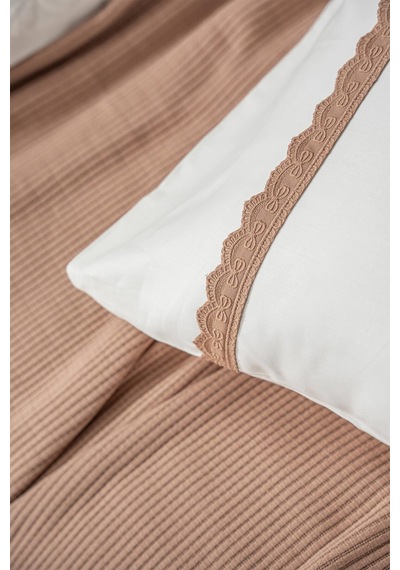 Ecocotton Alessa Terra %100 Organik Pamuk Jakarlı Pike Takımı 240 260 Cm Terrecota