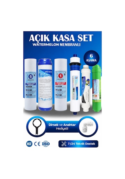 WaterMelon Açık Kasa Su Arıtma Cihazı Filtre 6 Aşama Cift Sedimentli Ph+ Alkalin WaterMelon Membran