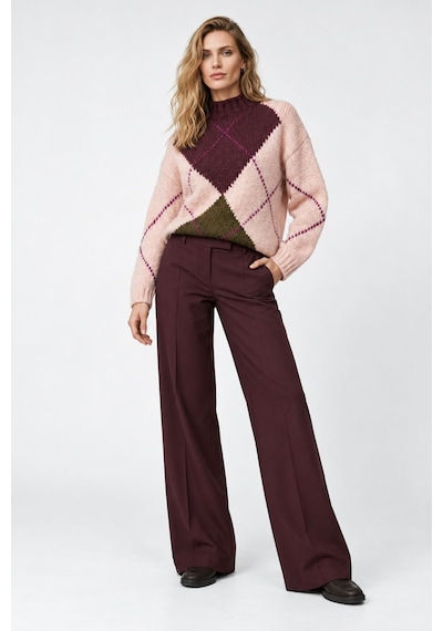 Neden Tekstil Kadın Argyle Desenli Triko Oversize Kazak - Somon