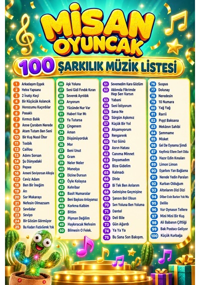100 Türkçe Şarkılı Dans Eden Konuşan Ses Taklit Eden İnteraktif Peluş Kaktüs Oyuncak Tüm Modeller Sarı