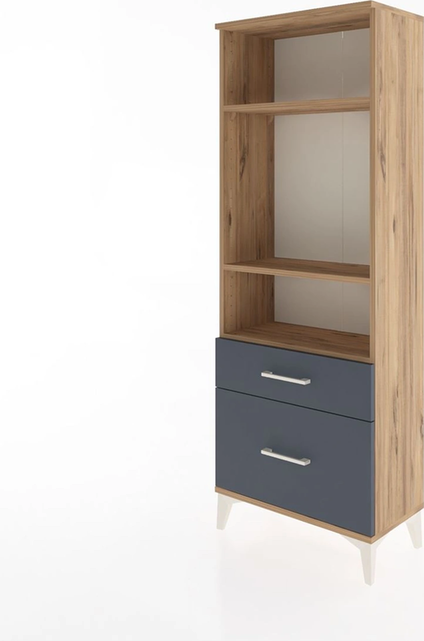 Arges Dolap 3 Raflı 2 Çekmeceli 60x30x163 Çam-antrasit Çam