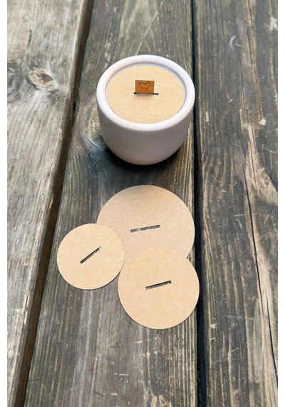 Mum Toz Kapakları 68mm Çap 20mm X 2 Mm Ahşap Fitil Boşluğu 50 Adet Kahverengi