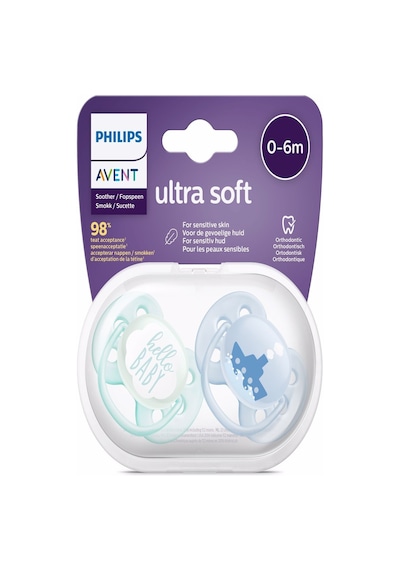 Philips Avent Ultra Soft Erkek Bebek Emzik 0-6 Ay Mavi - Yeşil