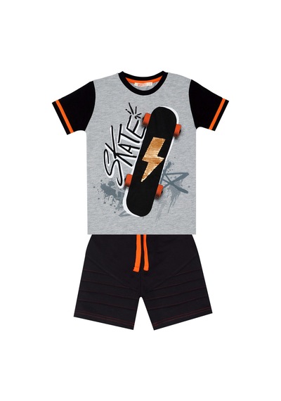 Thunder Değişen Payetli Pullu Erkek Çocuk T-shirt Şort takım