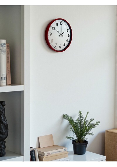 Büro Ev Ofis Hediyesi İçin 36cm Kırmızı Tarz Dekor Duvar Saati Diğer