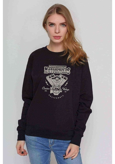 American Motor Estd 1964 Baskılı Siyah Kadın Sweatshirt