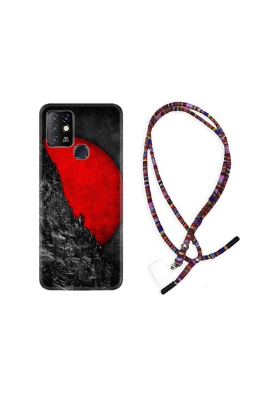 Infinix Hot 8 Kılıf Rasta Boyun Askılı Kırmızı Gezegen 1713