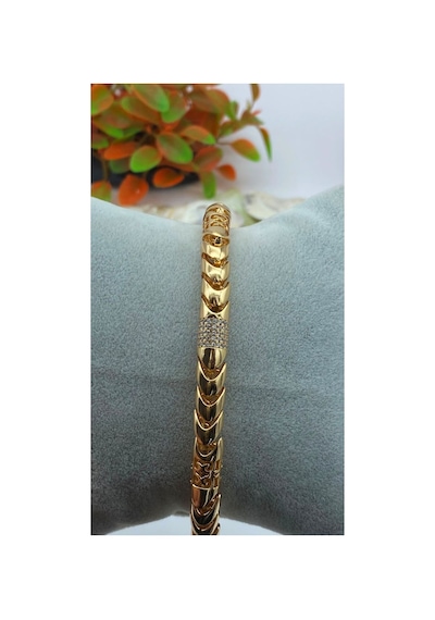 Xuping Rose Gold Renginde Şık Model Kalın Zincir Taşlı Bileklik Altın