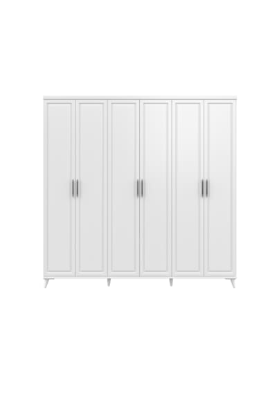 Milas 6 Kapaklı Komple Mdf Beyaz Gardırop Elbise Dolabı