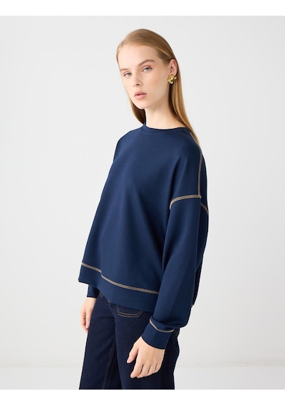 Jimmy Key Lacivert Bisiklet Yaka Uzun Kollu Modal Sweatshirt 5ww235288494