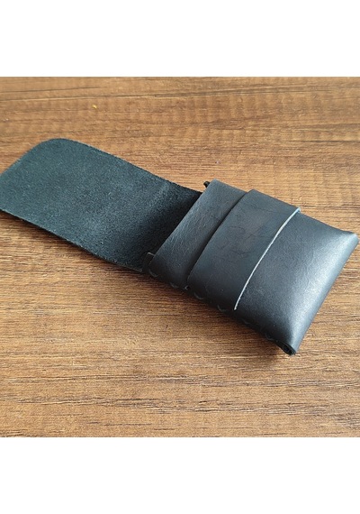 Sumerian Leather Craft Minimalist Deri Kartlık Siyah Anahtarlık Hediye Siyah