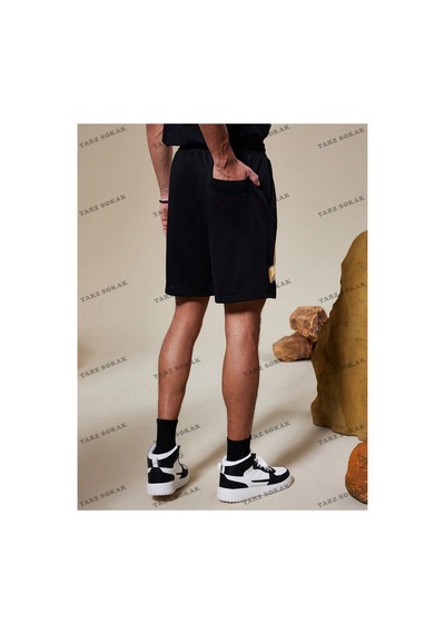 Tarzsokak Y2k Unisex Yaz Şort Bermuda Harajuka Anime Retro Kod-11456 Siyah