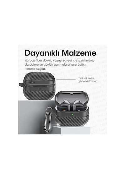 Samsung Galaxy Buds 3 Pro, Buds 3 Ve Buds 3 Fe İle Uyumlu Mat Karbon Fiber Dokulu Darbelere Dayanıklı Premium Silikon Kılıf Galaxy Buds 3 Pro/3/3 Fe