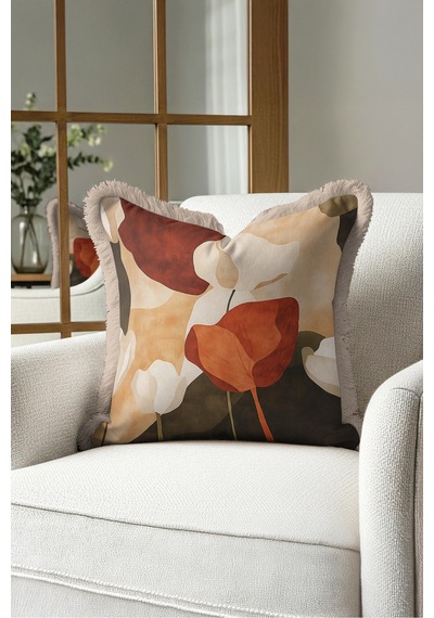 Soyut Çiçek Saçaklı Yastık Kılıfı - Sanatsal Floral Bohem Bej Turuncu Krem Püsküllü Kırlent Kılıfı Uzak Atlas Aura Soyut Çiçek Saçaklı Yastık Kılıfı - Sanatsal Floral Bohem Bej Turuncu Krem Püsküllü Kırlent Kılıfı Uzak Atlas Aura