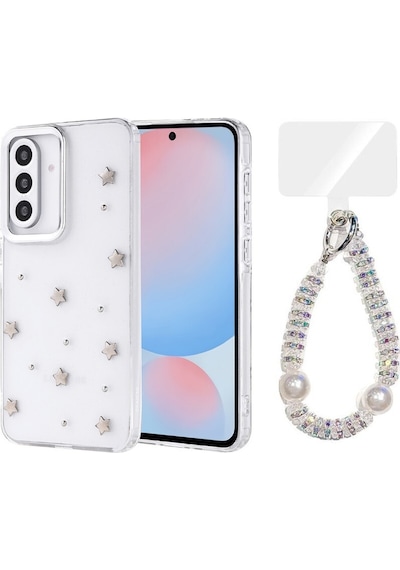 Teleplus Samsung Galaxy A56 Kılıf Polen Desenli El Bilekli Kılıf Gri