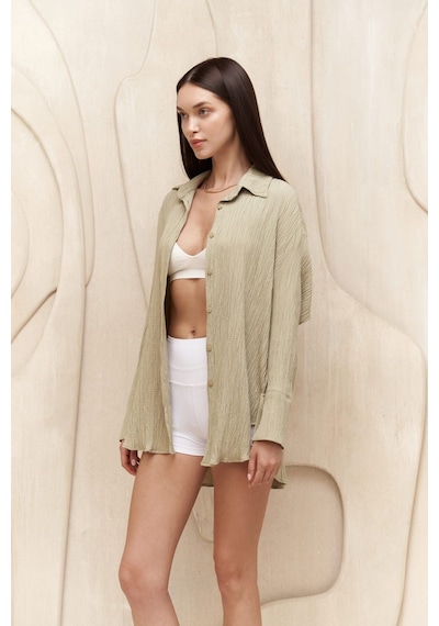 Mai Collection Mai Studios Co. Durres Haki Oversize Gömlek Haki
