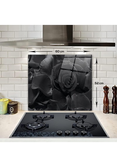 Decorıta Karagül Desen / Cam Ocak Arkası Koruyucu 52cm X 60cm