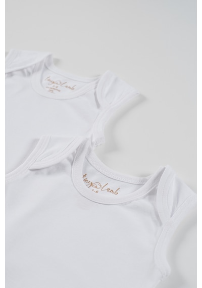 Tinylamb Beyaz Renk Bebek Bodysuit Kolsuz 5'li Set - Bebek Atleti %100 Pamuk Kolsuz Bebek Atleti Beyaz