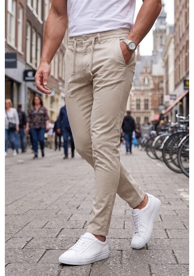 Rizzup Erkek Slim Fit Likralı Krem Jogger Pantolon Beli Lastikli İpli Esnek Spor Pantolon 2700523 Rizzup Erkek Slim Fit Likralı Krem Jogger Pantolon Beli Lastikli İpli Esnek Spor Pantolon 2700523