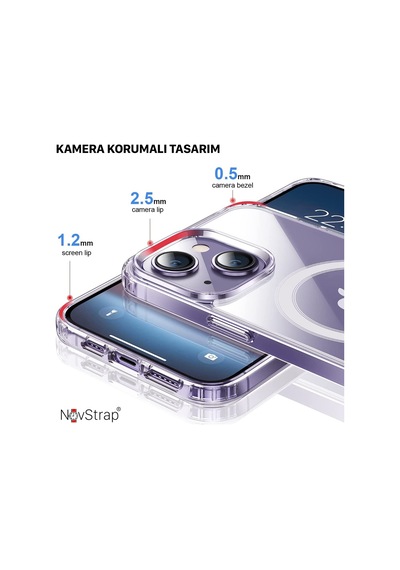 Apple Uyumlu iPhone 14 Kilif 6.1 Inç Seffaf Magsafe Kamera Korumali 556387344
