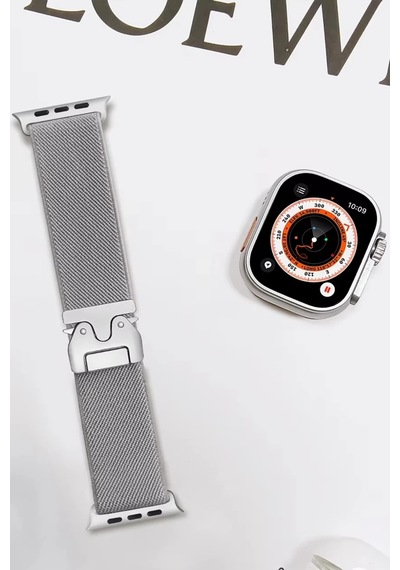 Apple Uyumlu Watch 42mm Forest Kumaş Kordon - Titan Gri