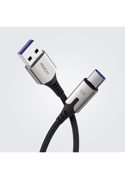 Rock M1 Type-c Metal Alaşımlı 66w 6a Hızlı Şarj Ve Senkronizasyon Kablosu Siyah
