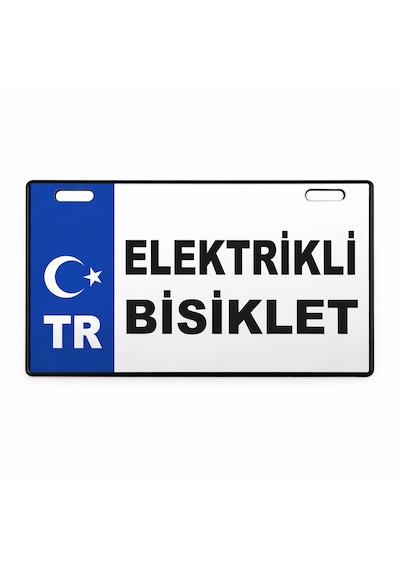 Elektrikli Bisiklet Yazılı Plakalık Plastik Beyaz - Mavi