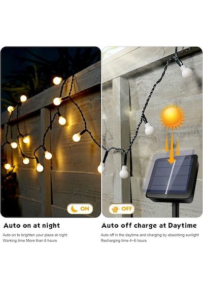 Technojet 50 Led 7m Solar Led Sarı Işık Güneş Enerjili Bahçe Teras Balkon Ağaç Lambası Aydınlatma Sarı