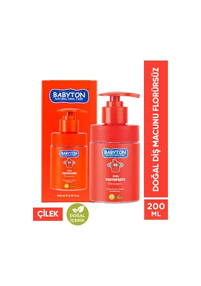 Babyton Çilek Özlü Florürsüz Doğal Diş Macunu 200 ML