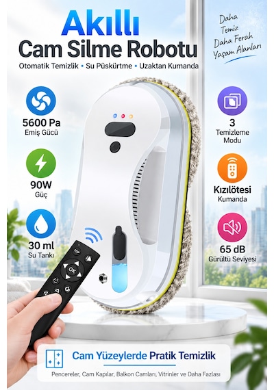 W15s Akıllı Vakumlu Yüksek Kat Cam Temizleme Robotu