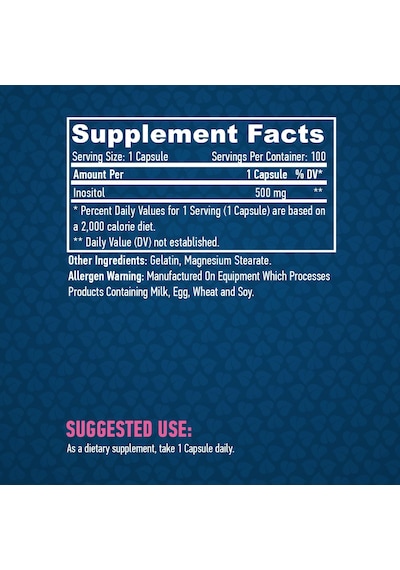 Haya Labs Inositol 500 Mg. / 100 Caps