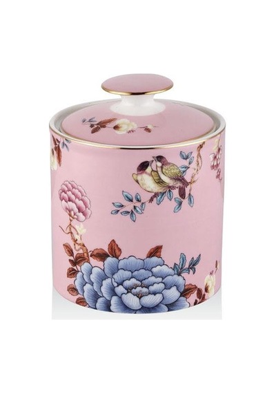 Lamedore Floral Pınk Medıum Canıster Wıth Lıd 12x15 Cm