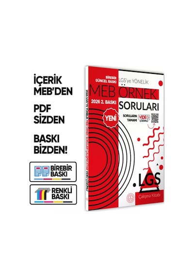 8.Sınıf LGS’ye Yönelik MEB Örnek Soruları Sayısal-Sözel Tamamı Video Çözümlü BASKI ÜCRETİ