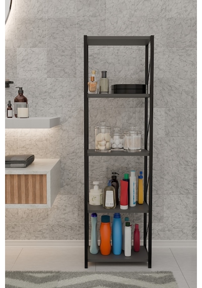 Orno 5 Raflı Banyo Dolabı Banyo Rafı Çok Amaçlı Banyo Rafı-antrasit Antrasit