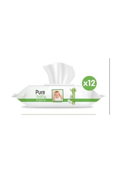 Pure Baby Organik Bambu Özlü Islak Havlu 12 x 90 1080 Yaprak