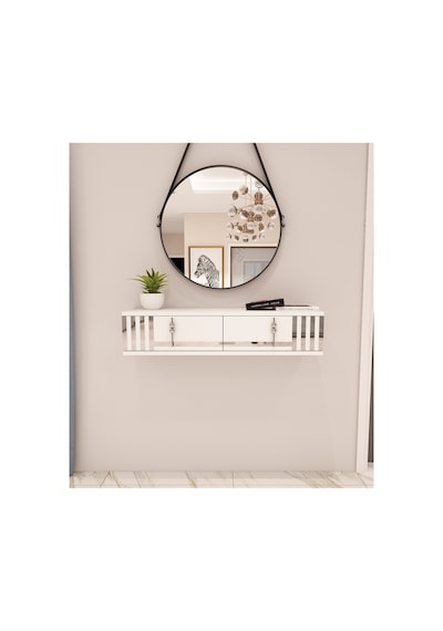 Perla 90 Cm Duvara Monte 2 Kapaklı Raflı Makyaj Masası Dresuar Beyaz-gümüş Beyaz-gümüş Perla 90 Cm Duvara Monte 2 Kapaklı Raflı Makyaj Masası Dresuar Beyaz-gümüş Beyaz-gümüş