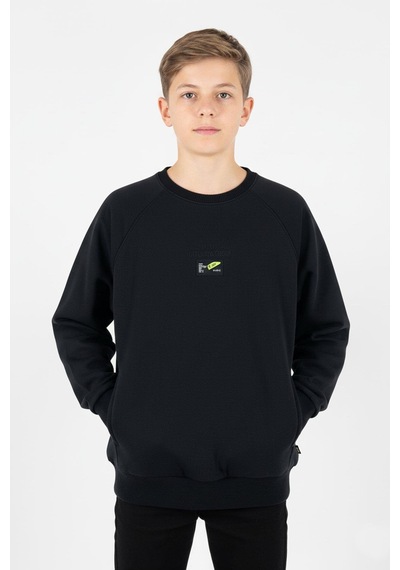 Kanguru Cepli Baskılı Detaylı Erkek Çocuk Sweatshirt-90884 Siyah
