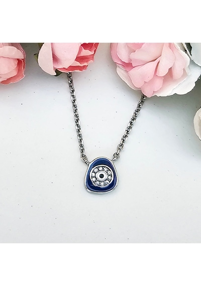 Nazar Boncuklu Taşlı Kadın Kolye Şık Ve Zarif Tasarım Rose - Gold -  Gümüş