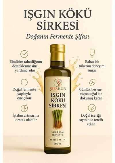 Şifakür Işgın Kökü Sirkesi 500ml Doğal Fermente Katkısız Mutfak Ve İçim