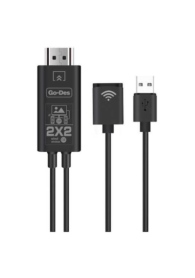 Go Des GD-8276 Wireless Display Dongle Kablosuz HDMI 1080p Görüntü Aktarım 110 cm - Siyah ZORE-260166