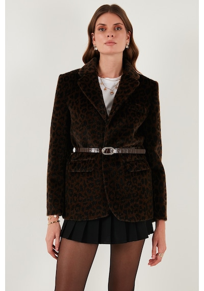 Lela Leopar Desenli Regular Fit Kemer Detaylı Peluş Dokulu Blazer Bayan Ceket 6839614 Kahve Lela Leopar Desenli Regular Fit Kemer Detaylı Peluş Dokulu Blazer Bayan Ceket 6839614 Kahve