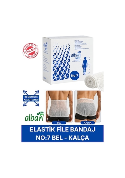 Elastik File Bandaj, No:7 Omuz Ve Diz, Esnetince 25m'ye Kadar Uzayan Tübüler Net Bandaj
