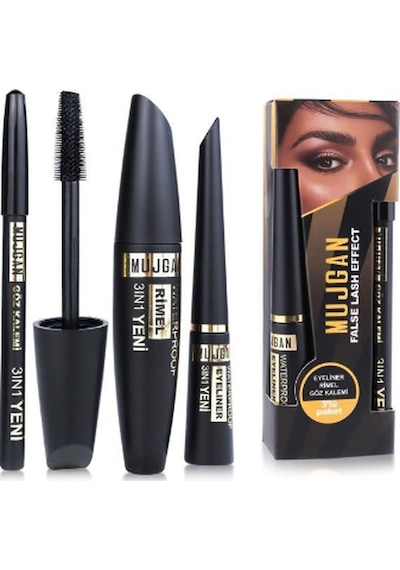 3'ü 1 Arada Göz Makyajı Seti - Eyeliner, Maskara, Kalem