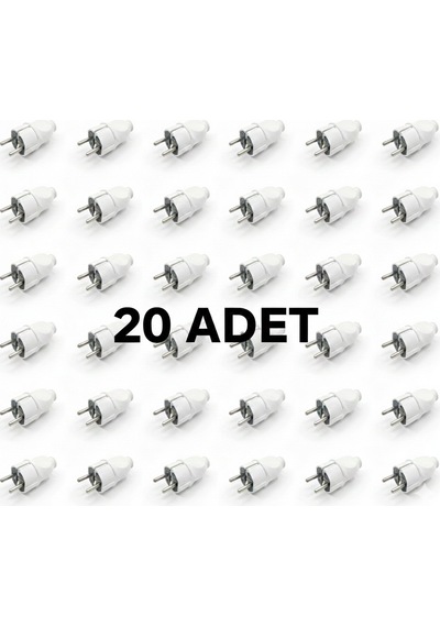 Erkek Fiş 20 Adet Topraklı Yüksek Dayanımlı Beyaz 1