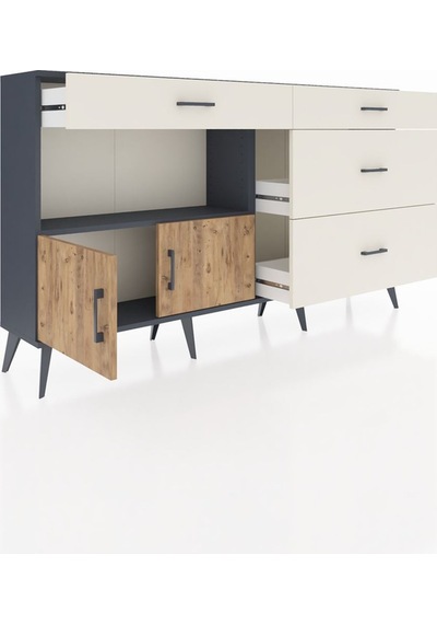 Arges Konsol Tek Raflı 4 Çekmeceli 2 Kapaklı 176x30x99 Antrasit-ç Antrasit-çam/aytaşı Arges Konsol Tek Raflı 4 Çekmeceli 2 Kapaklı 176x30x99 Antrasit-ç Antrasit-çam/aytaşı