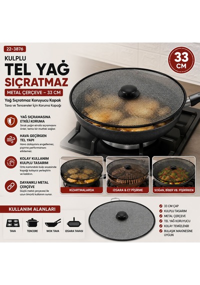 Yağ Sıçratma Koruyucu Tel Kulplu Metal Çerçeve Çok Renkli
