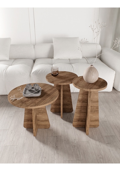 Mush 3lü Zigon Sehpa Ceviz - Tamamı Mdf