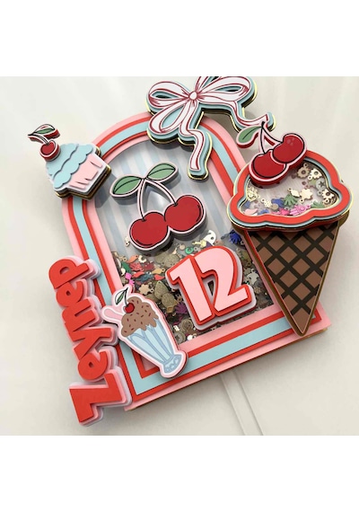 Kiraz Temalı Kız Çocuk Doğum Günü İsme Özel 3d Pasta Parti Doğum Günü Süsü Cake Topper Çocuk